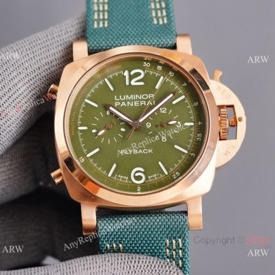 Copy Panerai Luminor Flyback Rose Gold Watch 44mm for Men